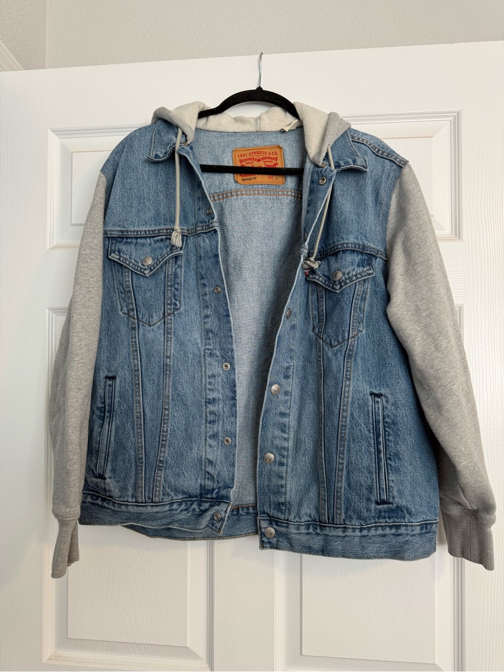 Vintage Levi’s Demin & Gray Fleece Hooded Jacket - Picture 6 of 8